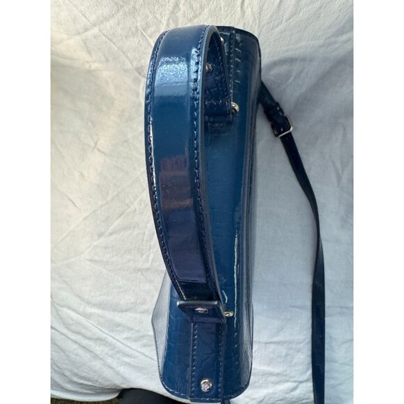 Kate Spade Knightsbridge Doris Blue Leather Croc Embossed Satchel Purse Handbag - Picture 4 of 11